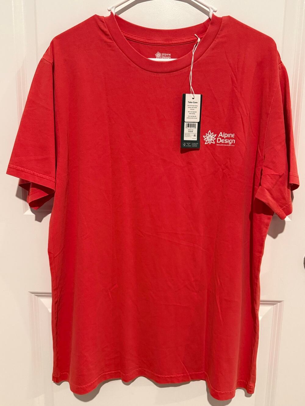 Alpine Design Men’s Large Graphic Tee Amaranth Red Organic Cotton NWT